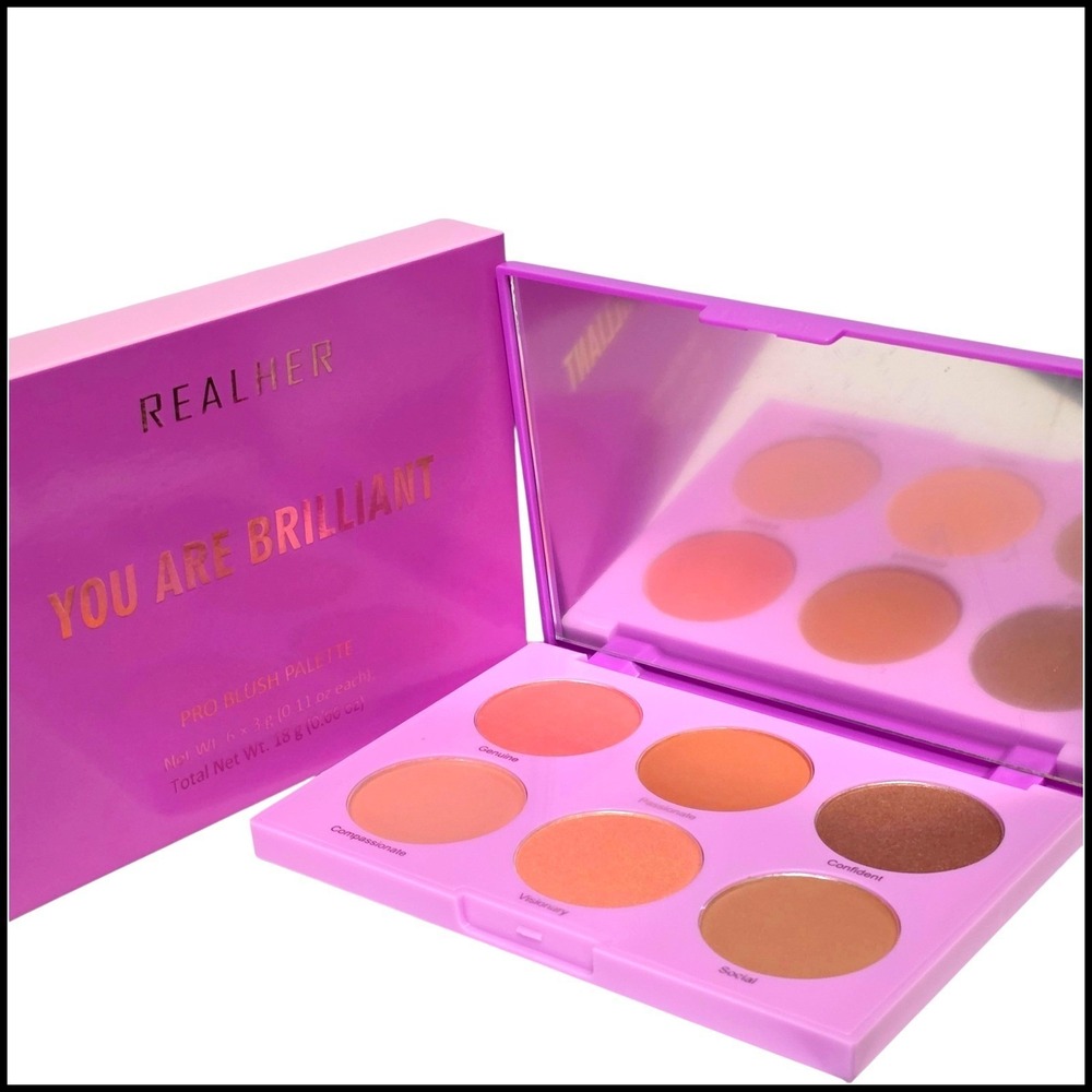 REALHER You Are Brilliant Pro Blush Palette 6 Shades Cruelty Free Paraben Free